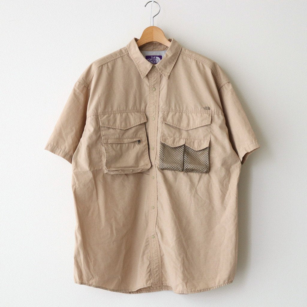 POLYESTER LINEN FIELD H/S SHIRT #BEIGE [NT3320N]