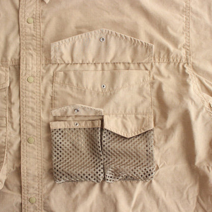 POLYESTER LINEN FIELD H/S SHIRT #BEIGE [NT3320N]