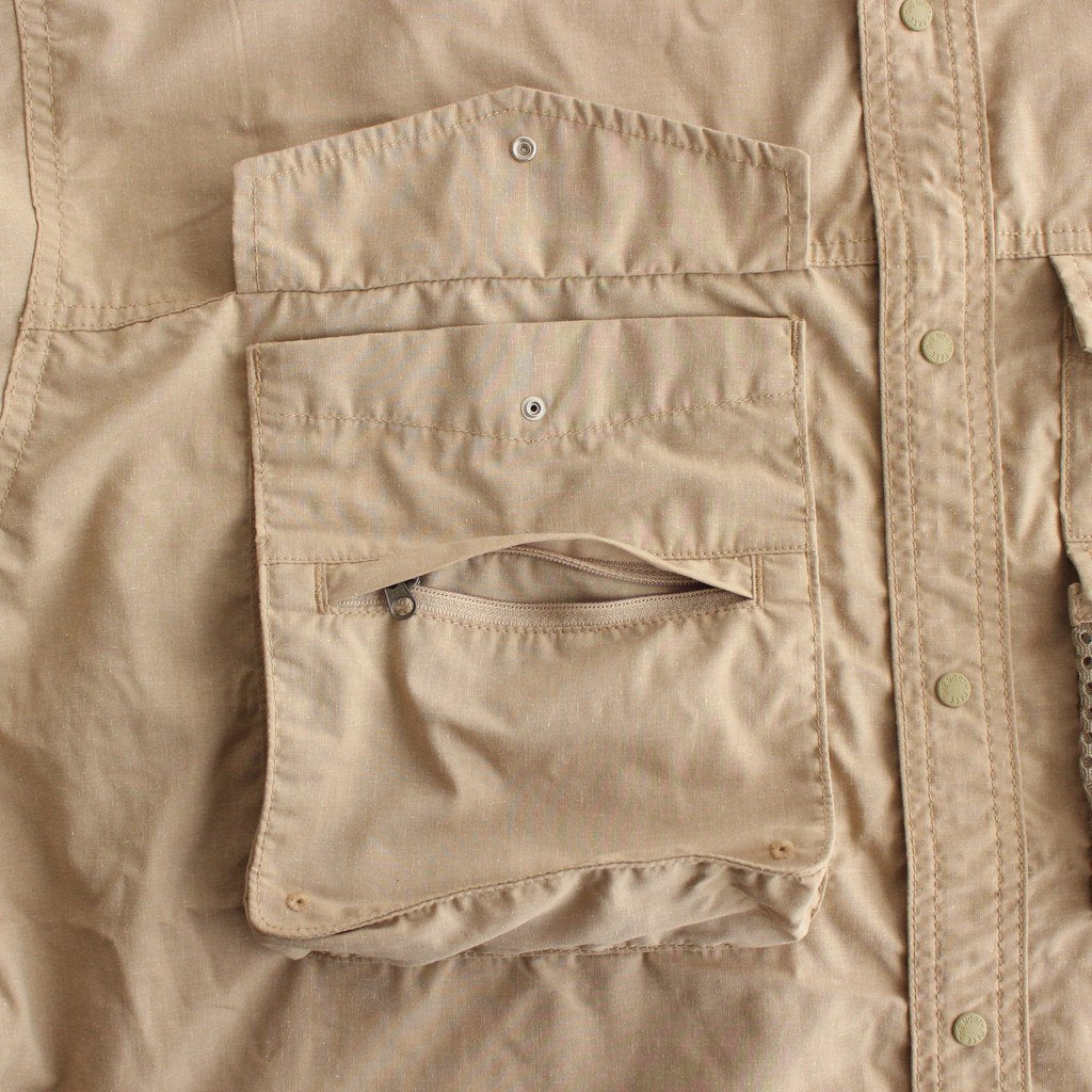 POLYESTER LINEN FIELD H/S SHIRT #BEIGE [NT3320N]