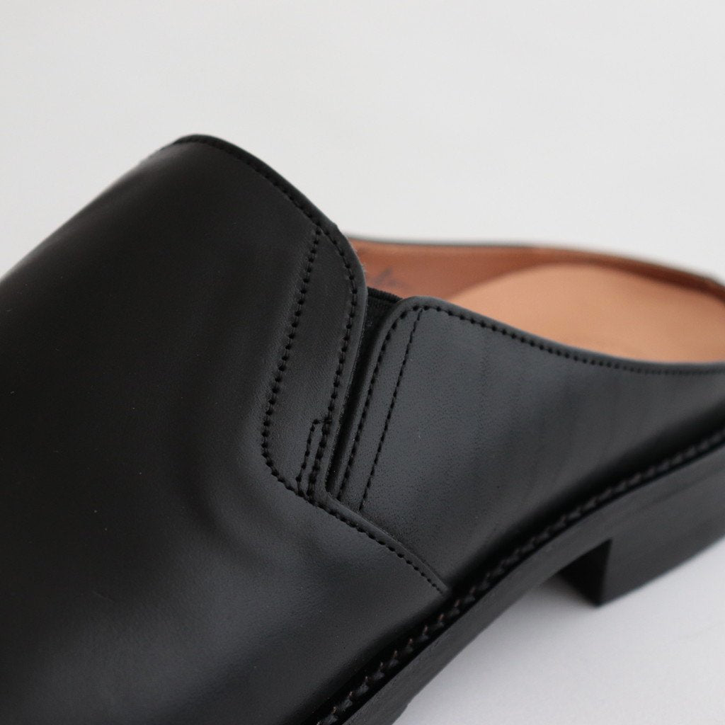 THE LOAFER“ STUNNING LEATHER MULES #BLACK HORSE BUTT [231OJ-FW04