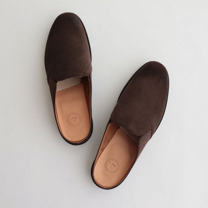 “THE LOAFER“  STUNNING LEATHER MULES #COGNAC COW SUEDE [231OJ-FW04]