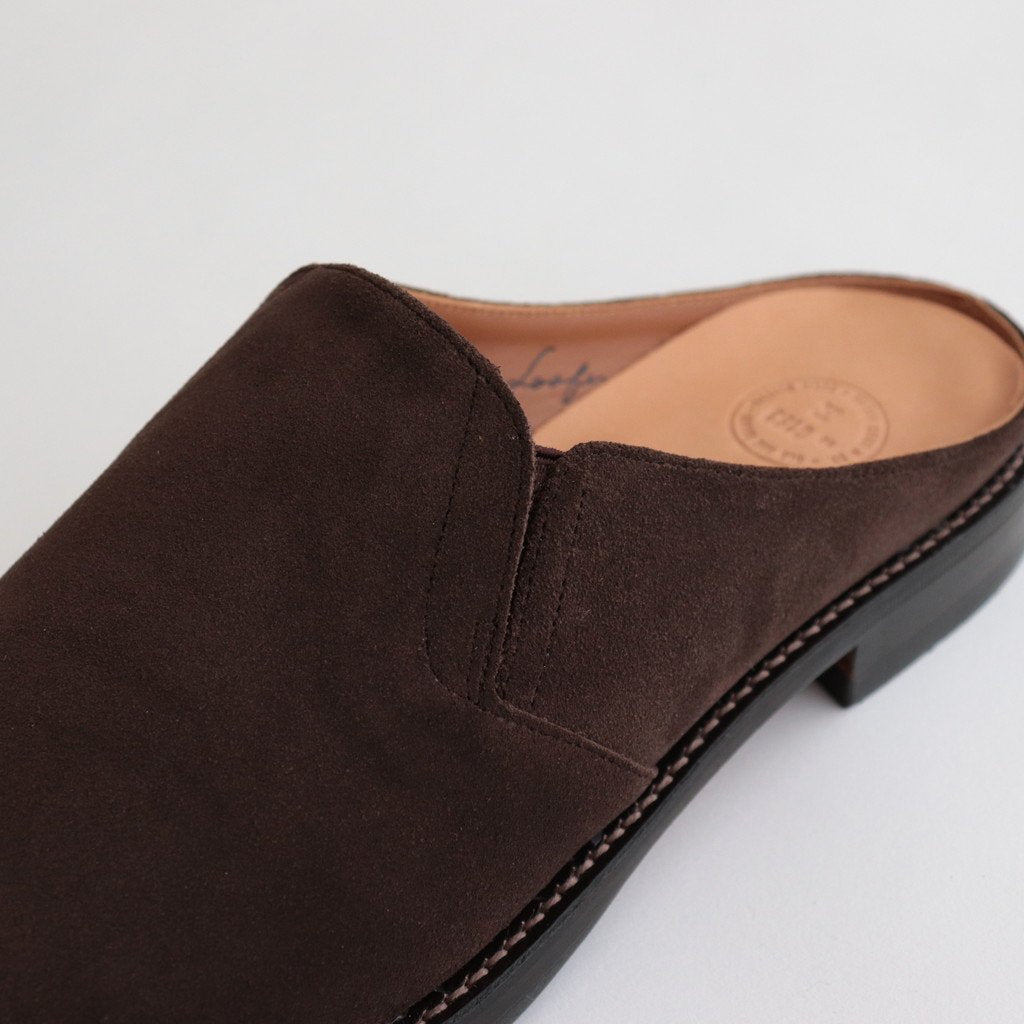 “THE LOAFER“ STUNNING LEATHER MULES #COGNAC COW SUEDE [231OJ-FW04]