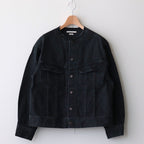 COLLARLESS DENIM JACKET #FADEBLACK [BHSW23F4]