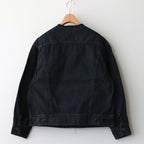 COLLARLESS DENIM JACKET #FADEBLACK [BHSW23F4]