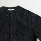 COLLARLESS DENIM JACKET #FADEBLACK [BHSW23F4]