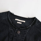 COLLARLESS DENIM JACKET #FADEBLACK [BHSW23F4]