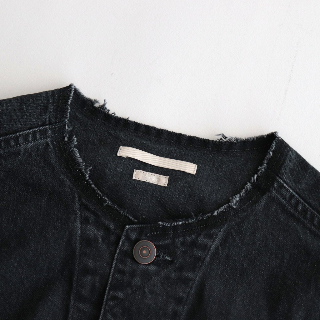 COLLARLESS DENIM JACKET #FADEBLACK [BHSW23F4]