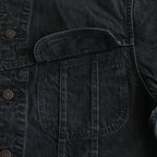 COLLARLESS DENIM JACKET #FADEBLACK [BHSW23F4]