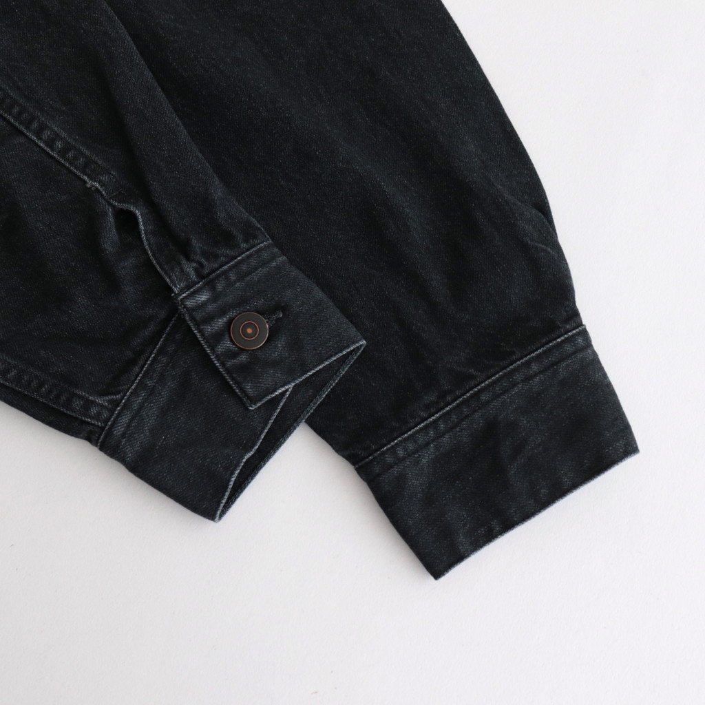 COLLARLESS DENIM JACKET #FADEBLACK [BHSW23F4]