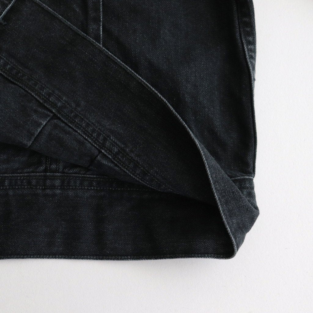 COLLARLESS DENIM JACKET #FADEBLACK [BHSW23F4]