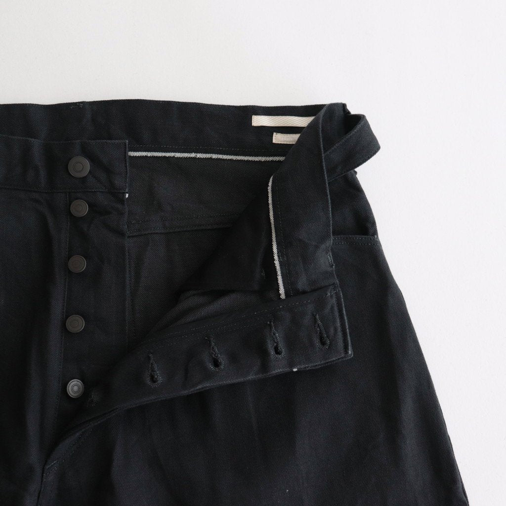 12.9OZ SELVAGE DENIM GI-BELT PANTS #BLACK SOLID [BHS23F004]