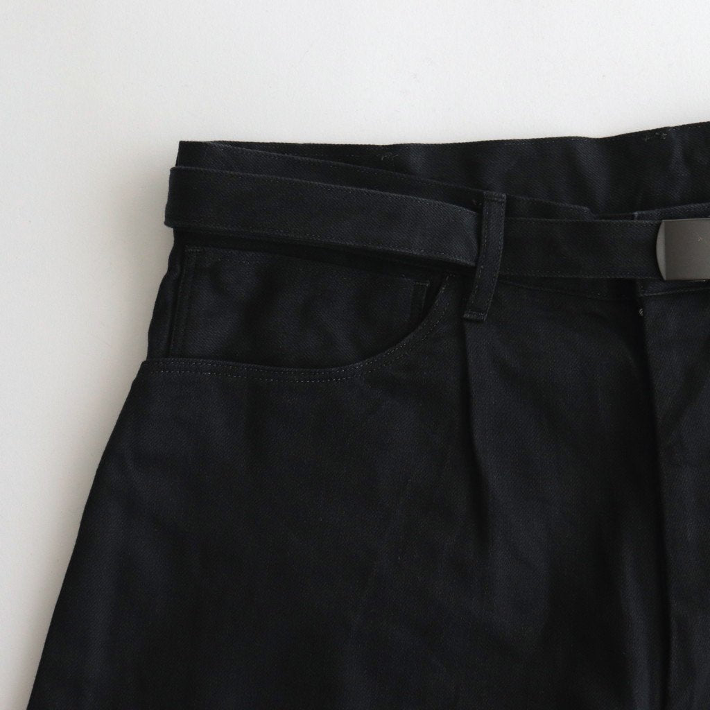 12.9OZ SELVAGE DENIM GI-BELT PANTS #BLACK SOLID [BHS23F004]