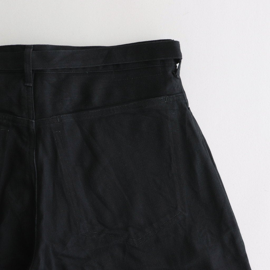 12.9OZ SELVAGE DENIM GI-BELT PANTS #BLACK SOLID [BHS23F004]