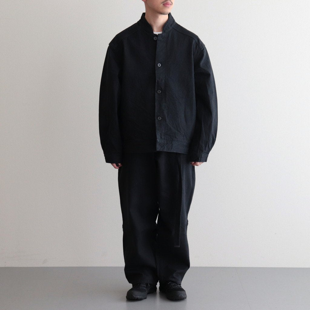 12.9OZ DENIM STAND COLLAR JACKET #BLACK SOLID [BHS23F005]