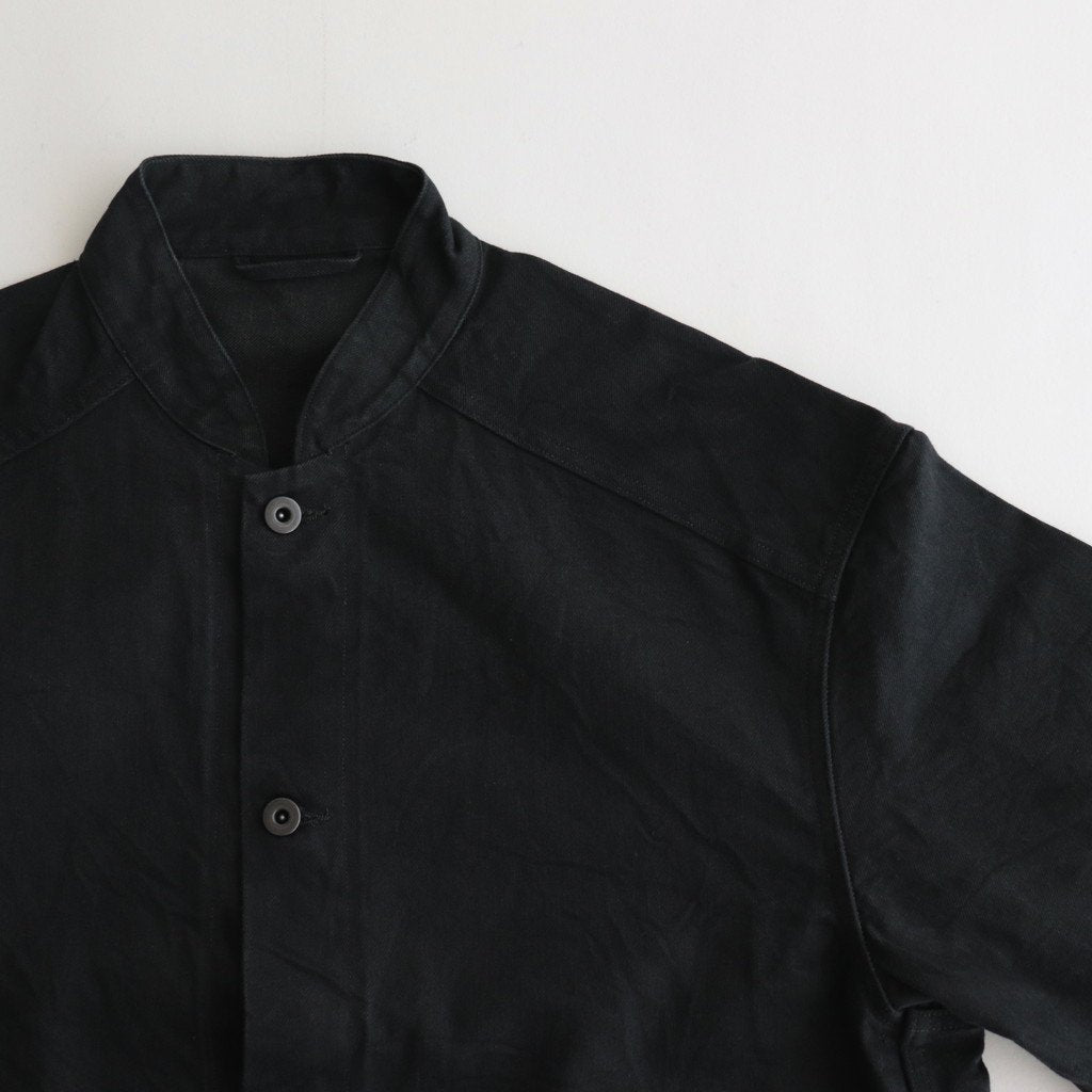 12.9OZ DENIM STAND COLLAR JACKET #BLACK SOLID [BHS23F005]