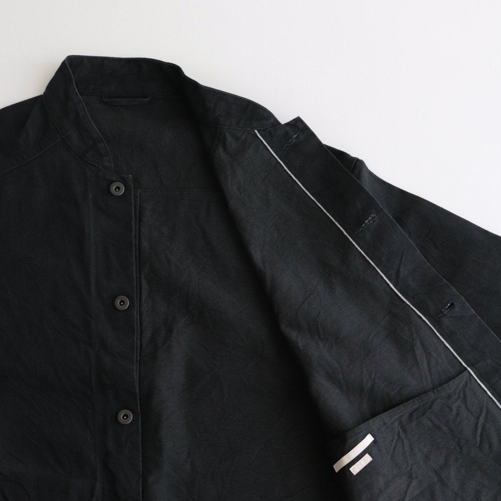 12.9OZ DENIM STAND COLLAR JACKET #BLACK SOLID [BHS23F005]