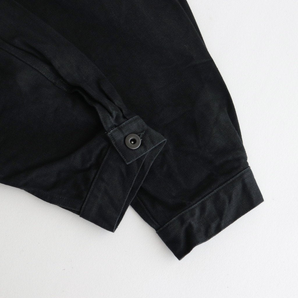 12.9OZ DENIM STAND COLLAR JACKET #BLACK SOLID [BHS23F005] _