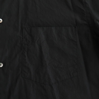 CHAMBRAY STAND COLLAR CUFFLESS SHIRT #BLACK [BHS23F018]