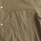 CHAMBRAY STAND COLLAR CUFFLESS SHIRT #OLIVEBEIGE [BHS23F018]