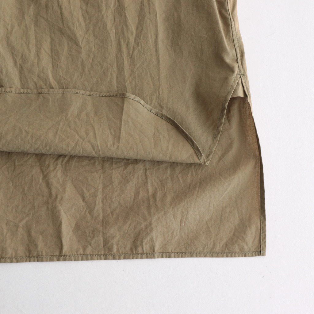 CHAMBRAY STAND COLLAR CUFFLESS SHIRT #OLIVEBEIGE [BHS23F018]