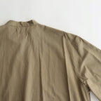 CHAMBRAY STAND COLLAR CUFFLESS SHIRT #OLIVEBEIGE [BHS23F018]