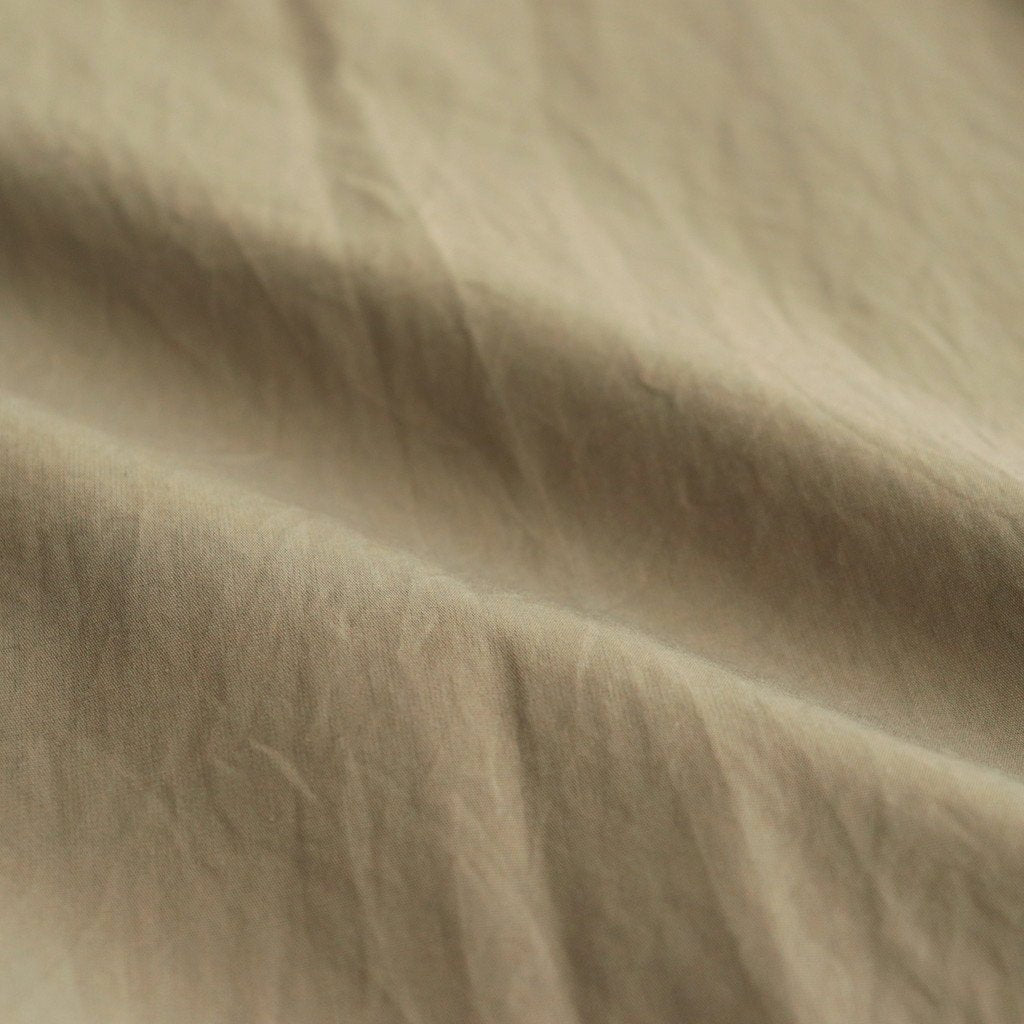 CHAMBRAY STAND COLLAR CUFFLESS SHIRT #OLIVEBEIGE [BHS23F018]