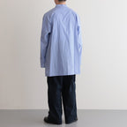 CHAMBRAY STAND COLLAR CUFFLESS SHIRT #SAXE [BHS23F018]