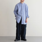 CHAMBRAY STAND COLLAR CUFFLESS SHIRT #SAXE [BHS23F018]