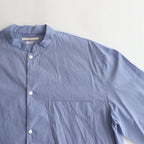 CHAMBRAY STAND COLLAR CUFFLESS SHIRT #SAXE [BHS23F018]