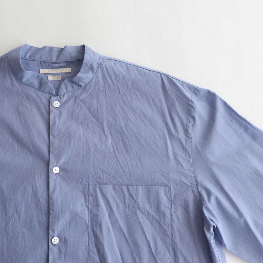 CHAMBRAY STAND COLLAR CUFFLESS SHIRT #SAXE [BHS23F018]