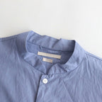CHAMBRAY STAND COLLAR CUFFLESS SHIRT #SAXE [BHS23F018]
