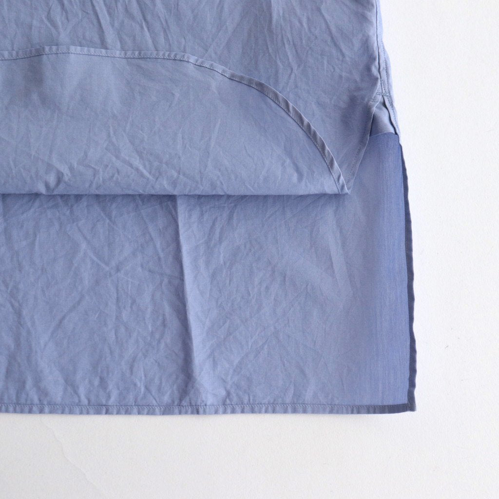 CHAMBRAY STAND COLLAR CUFFLESS SHIRT #SAXE [BHS23F018]